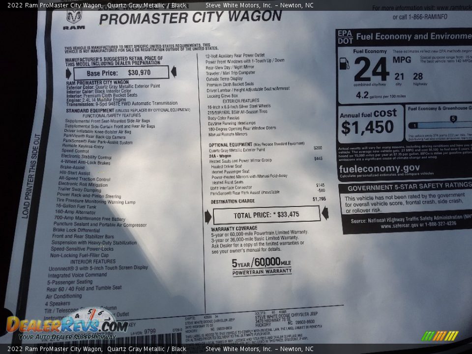 2022 Ram ProMaster City Wagon Window Sticker Photo #27