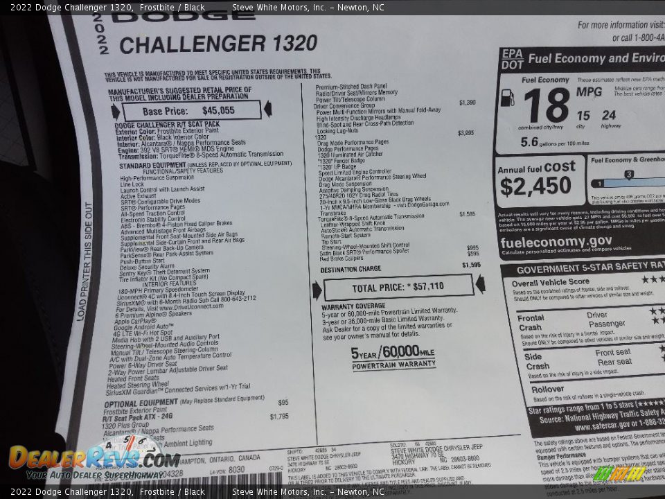 2022 Dodge Challenger 1320 Window Sticker Photo #25