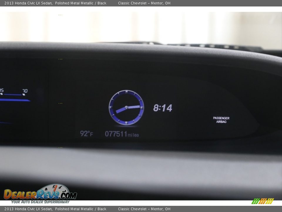 2013 Honda Civic LX Sedan Polished Metal Metallic / Black Photo #10