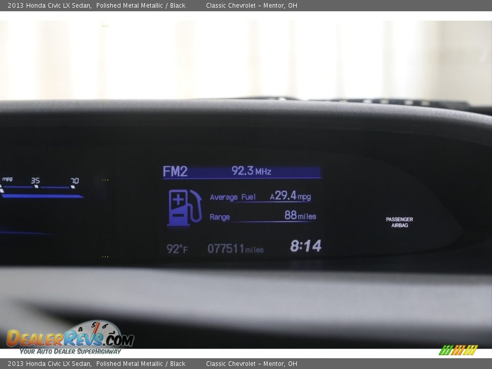 2013 Honda Civic LX Sedan Polished Metal Metallic / Black Photo #12