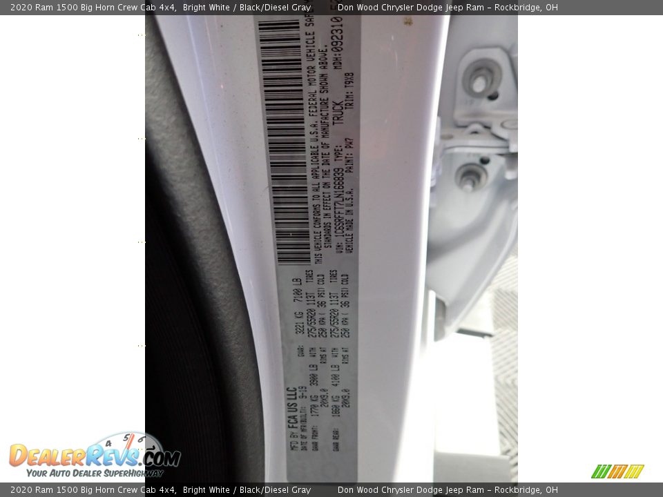 2020 Ram 1500 Big Horn Crew Cab 4x4 Bright White / Black/Diesel Gray Photo #35