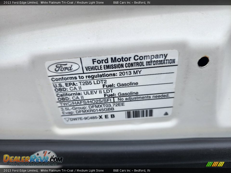 2013 Ford Edge Limited White Platinum Tri-Coat / Medium Light Stone Photo #25