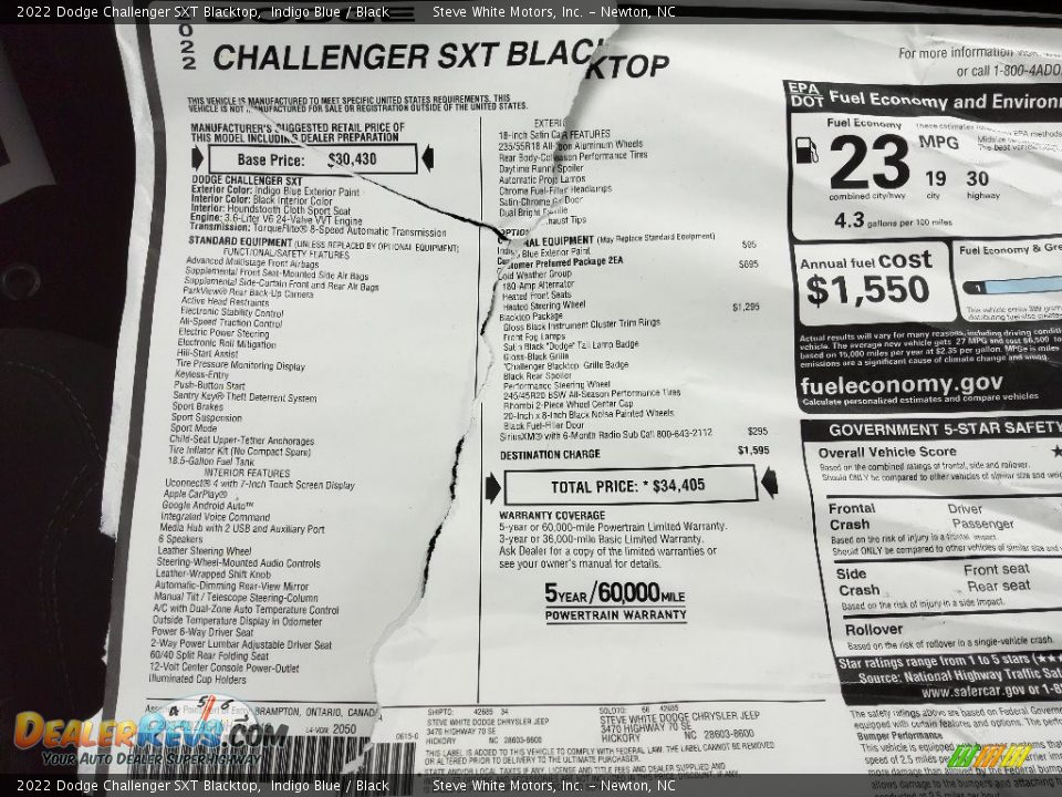 2022 Dodge Challenger SXT Blacktop Indigo Blue / Black Photo #26