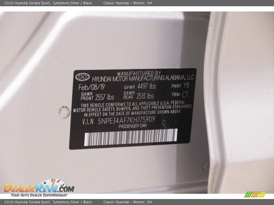 2019 Hyundai Sonata Sport Symphony Silver / Black Photo #20