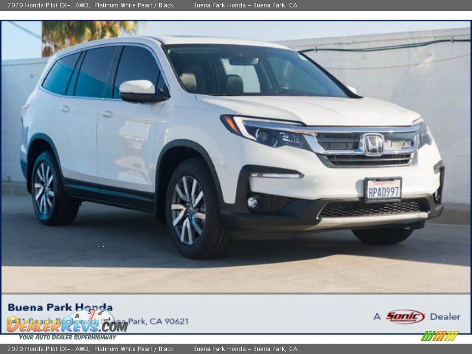 2020 Honda Pilot EX-L AWD Platinum White Pearl / Black Photo #1