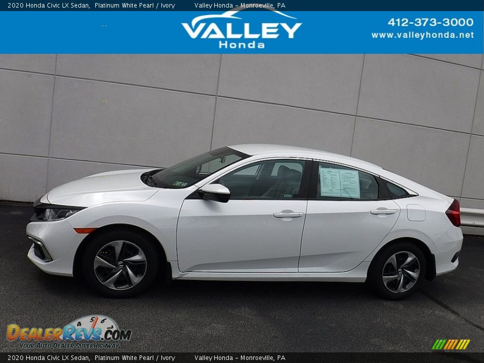 2020 Honda Civic LX Sedan Platinum White Pearl / Ivory Photo #2