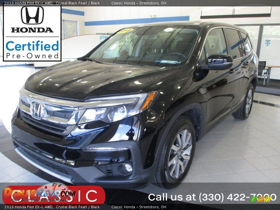 2019 Honda Pilot EX-L AWD Crystal Black Pearl / Black Photo #1