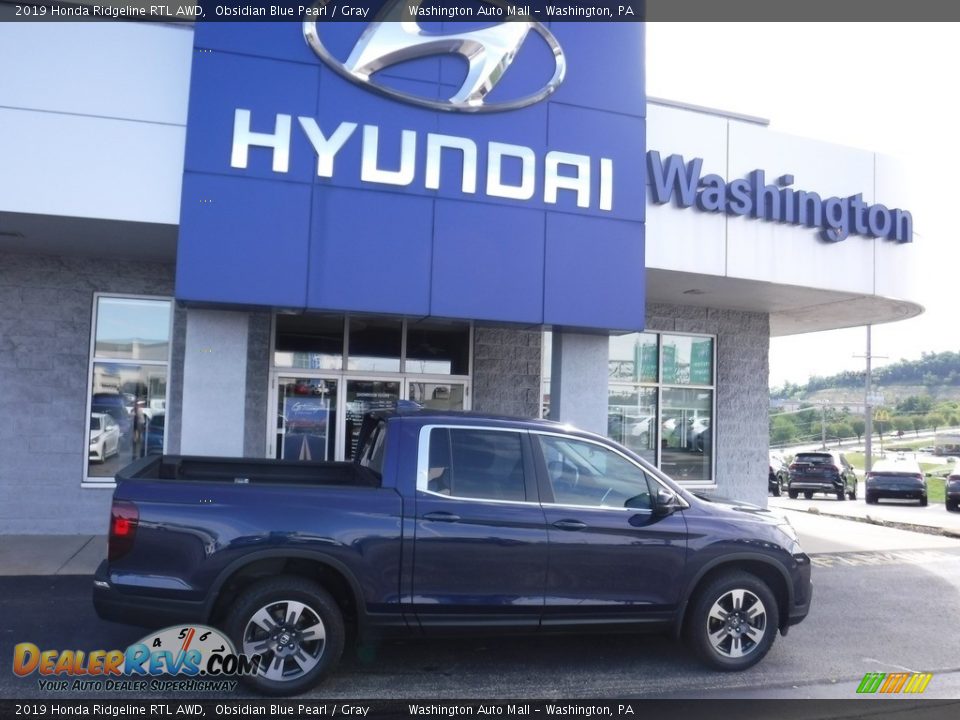 2019 Honda Ridgeline RTL AWD Obsidian Blue Pearl / Gray Photo #2