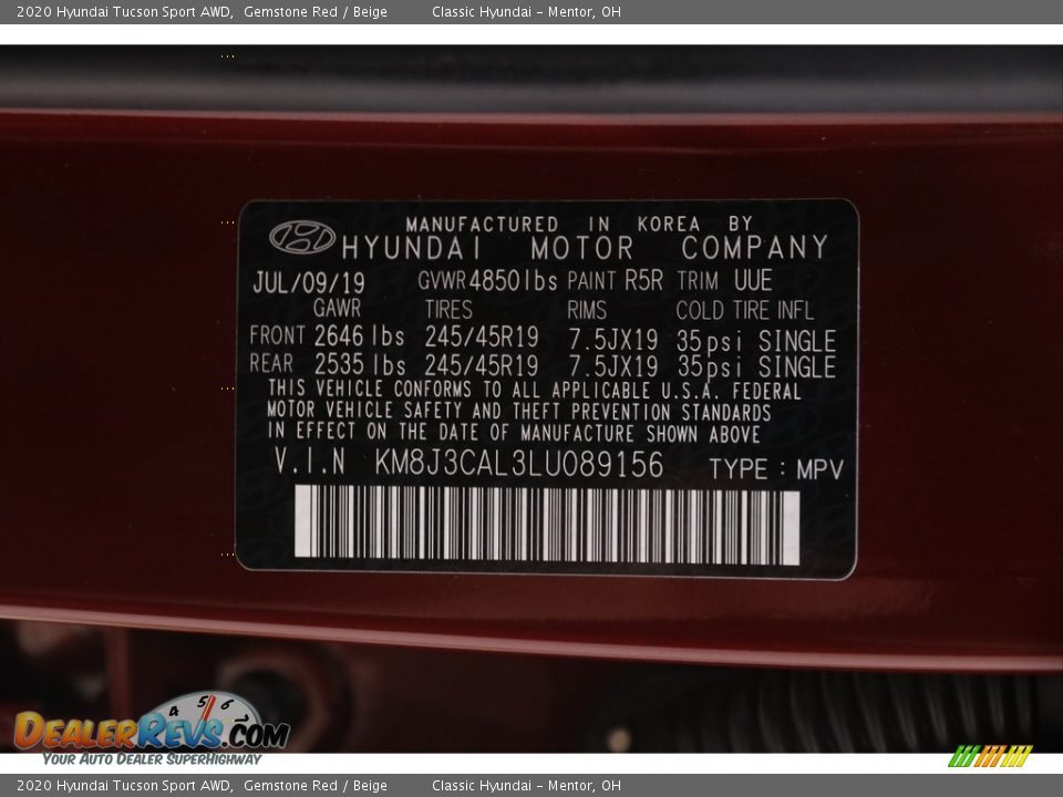 2020 Hyundai Tucson Sport AWD Gemstone Red / Beige Photo #20