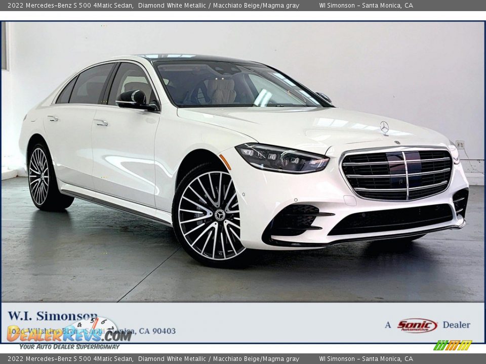 2022 Mercedes-Benz S 500 4Matic Sedan Diamond White Metallic / Macchiato Beige/Magma gray Photo #1