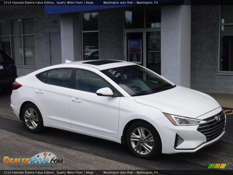 2019 Hyundai Elantra Value Edition Quartz White Pearl / Beige Photo #1