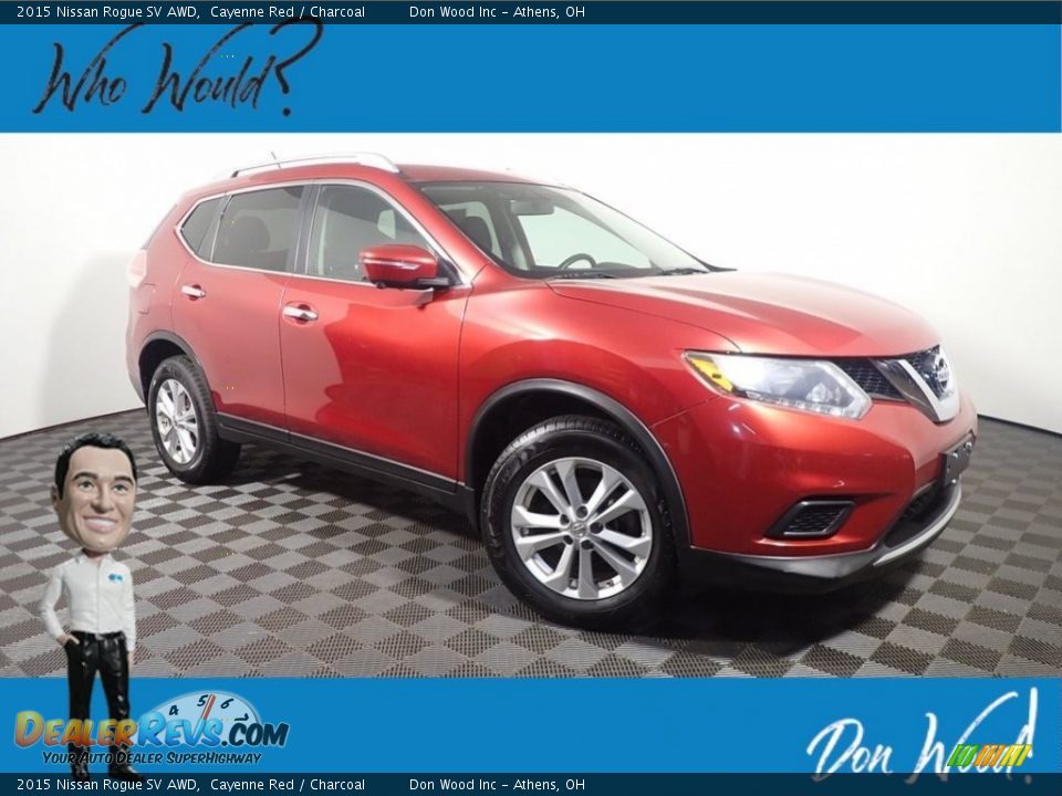 2015 Nissan Rogue SV AWD Cayenne Red / Charcoal Photo #1