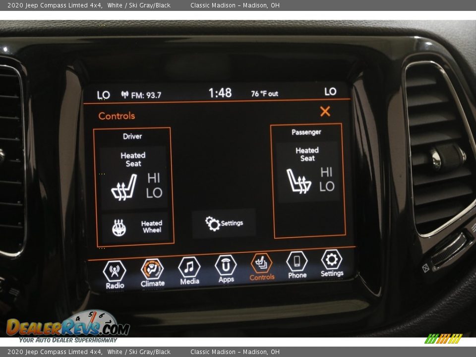 2020 Jeep Compass Limted 4x4 White / Ski Gray/Black Photo #12