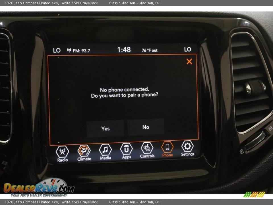 2020 Jeep Compass Limted 4x4 White / Ski Gray/Black Photo #13