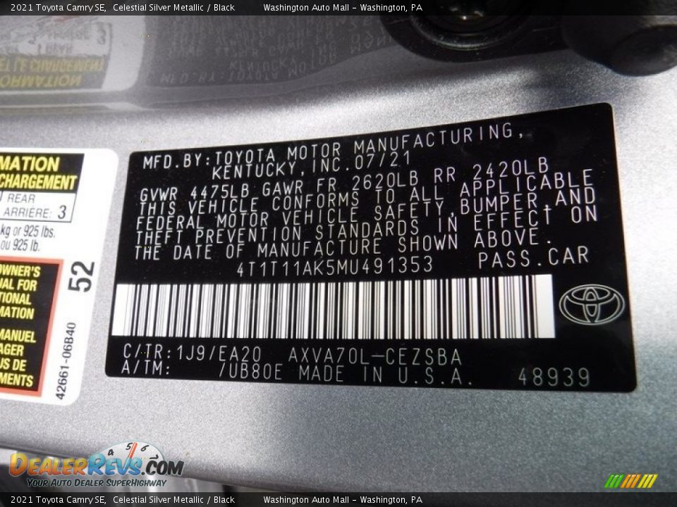 2021 Toyota Camry SE Celestial Silver Metallic / Black Photo #29