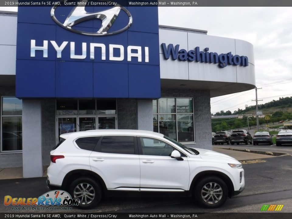 2019 Hyundai Santa Fe SE AWD Quartz White / Espresso/Gray Photo #2