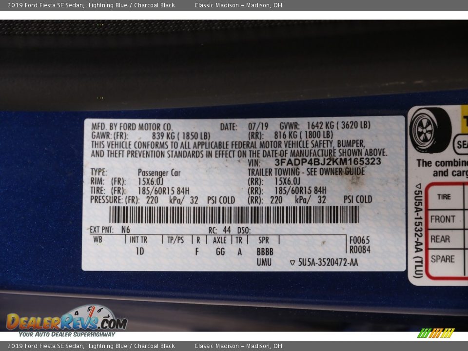 2019 Ford Fiesta SE Sedan Lightning Blue / Charcoal Black Photo #20