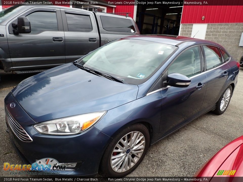 Blue Metallic 2018 Ford Focus Titanium Sedan Photo #1