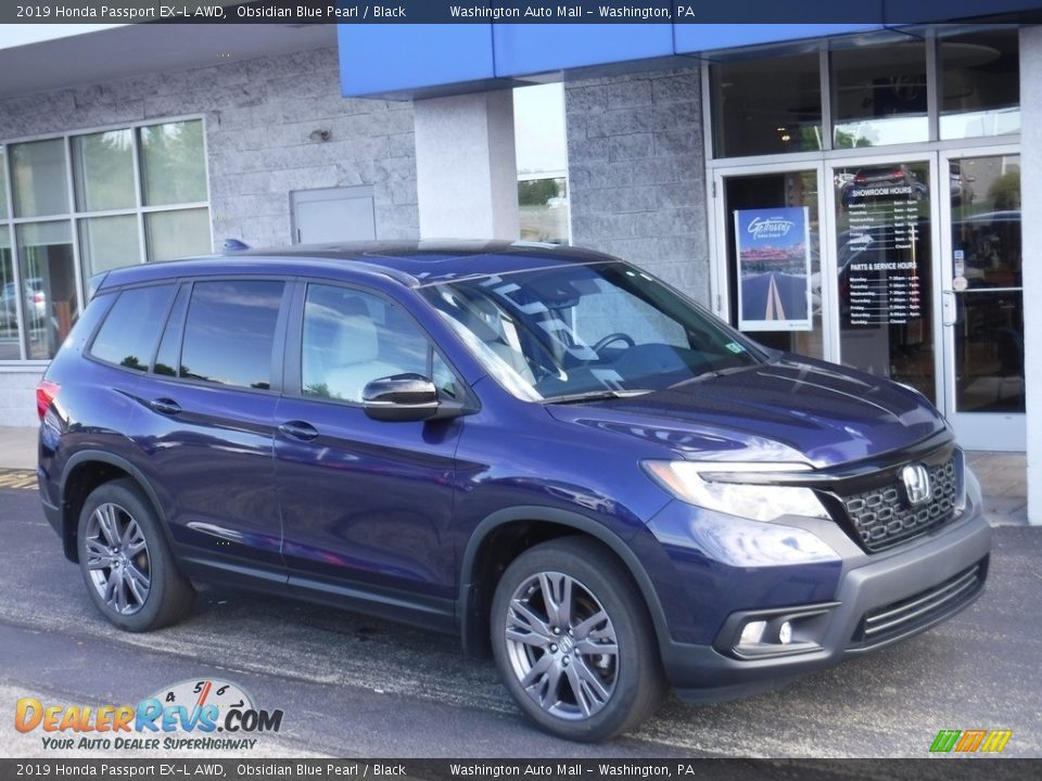 2019 Honda Passport EX-L AWD Obsidian Blue Pearl / Black Photo #1