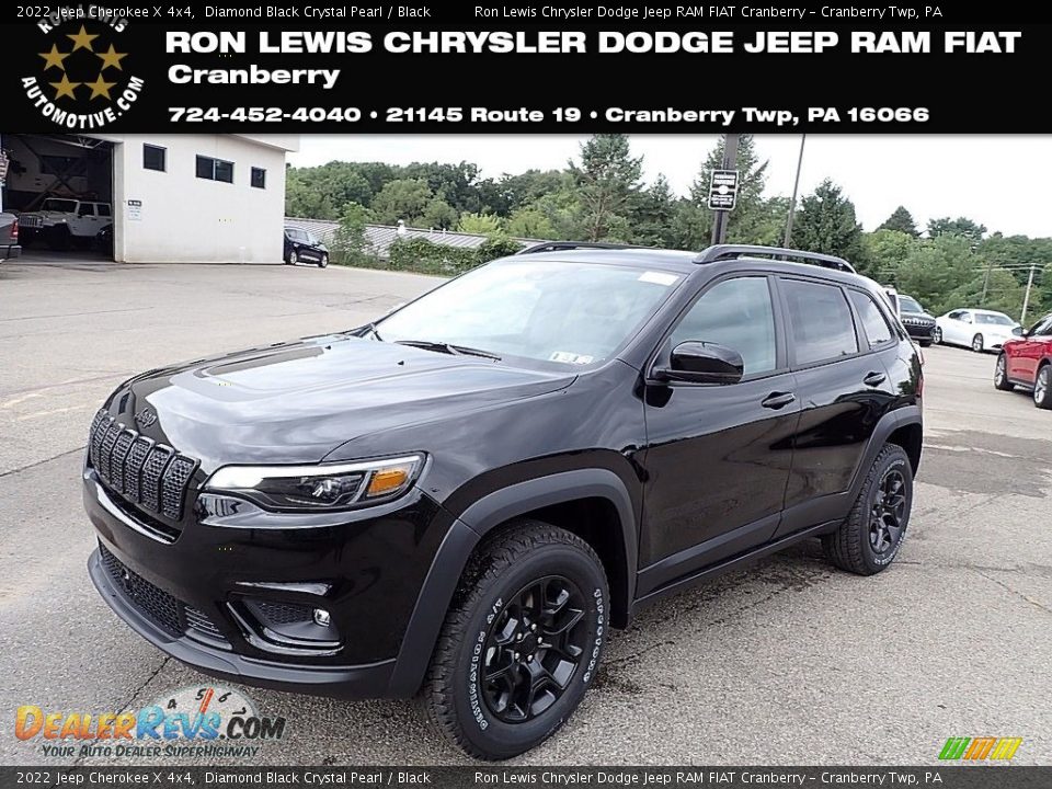 2022 Jeep Cherokee X 4x4 Diamond Black Crystal Pearl / Black Photo #1