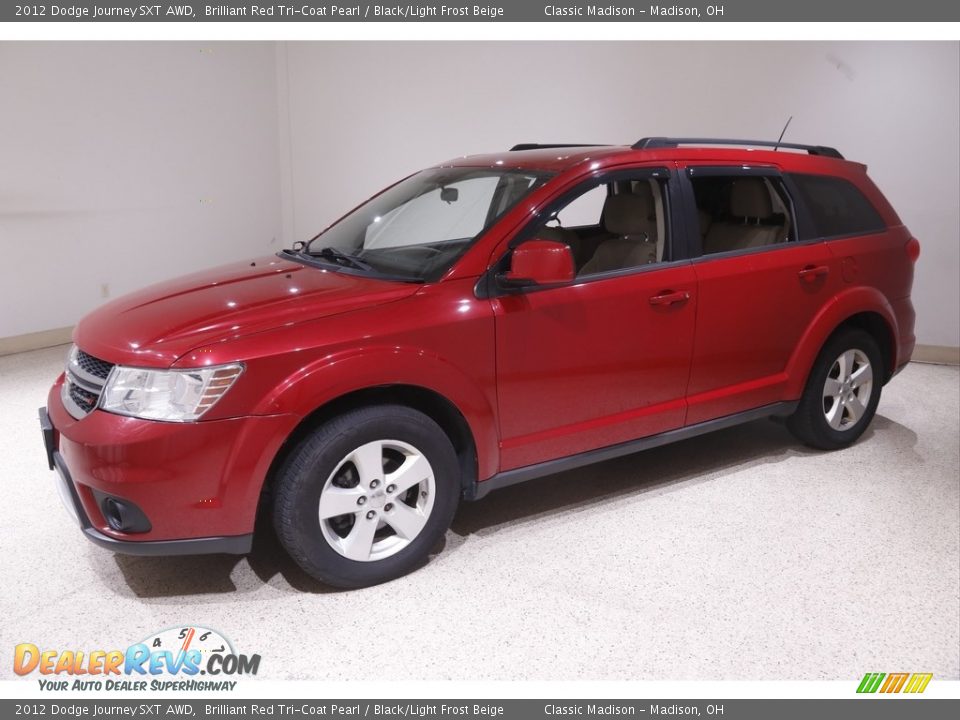 2012 Dodge Journey SXT AWD Brilliant Red Tri-Coat Pearl / Black/Light Frost Beige Photo #3