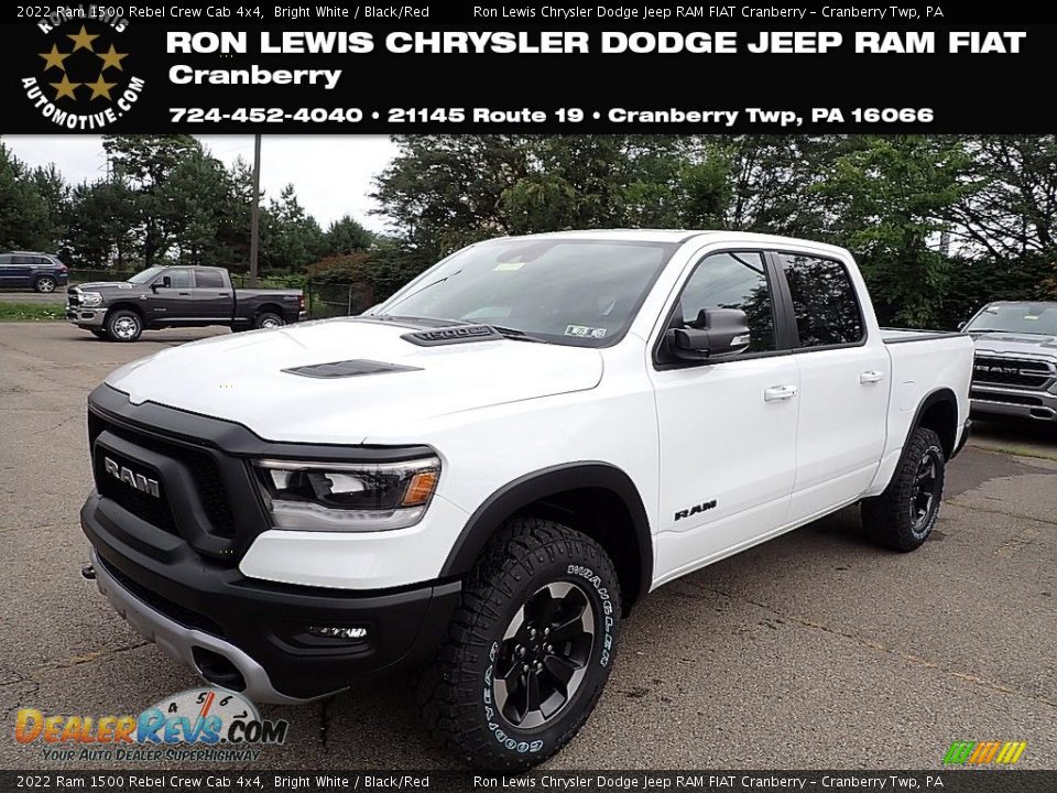 2022 Ram 1500 Rebel Crew Cab 4x4 Bright White / Black/Red Photo #1