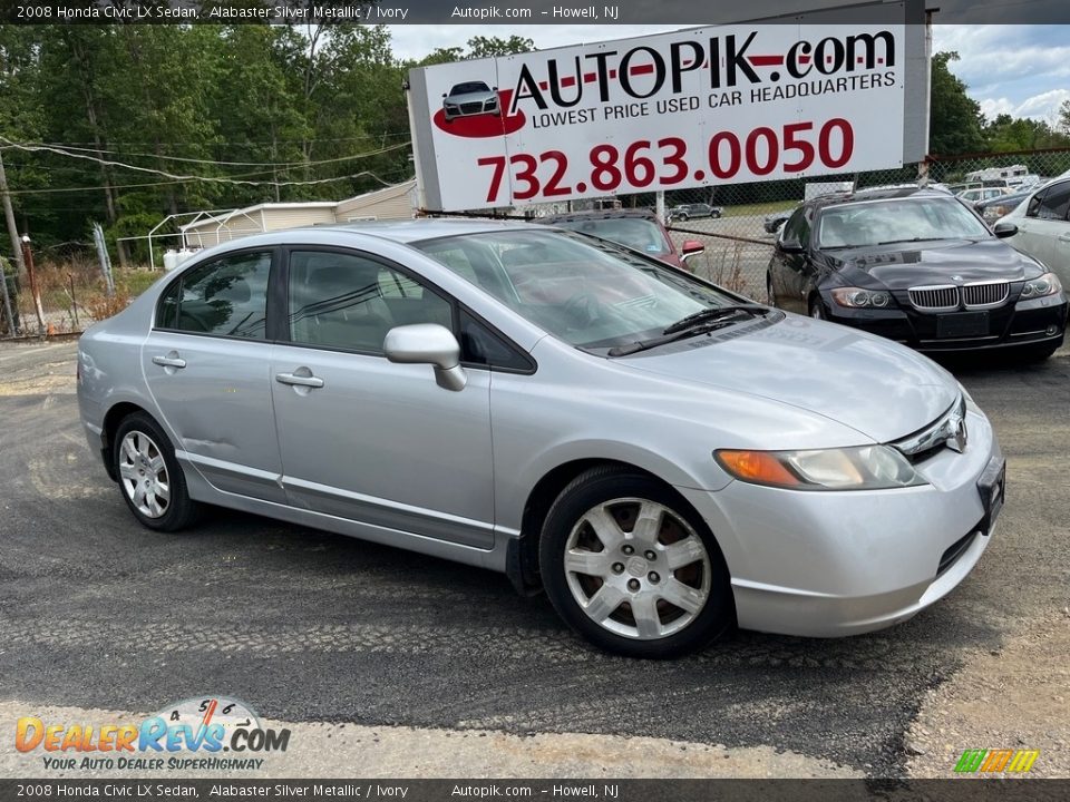 2008 Honda Civic LX Sedan Alabaster Silver Metallic / Ivory Photo #1