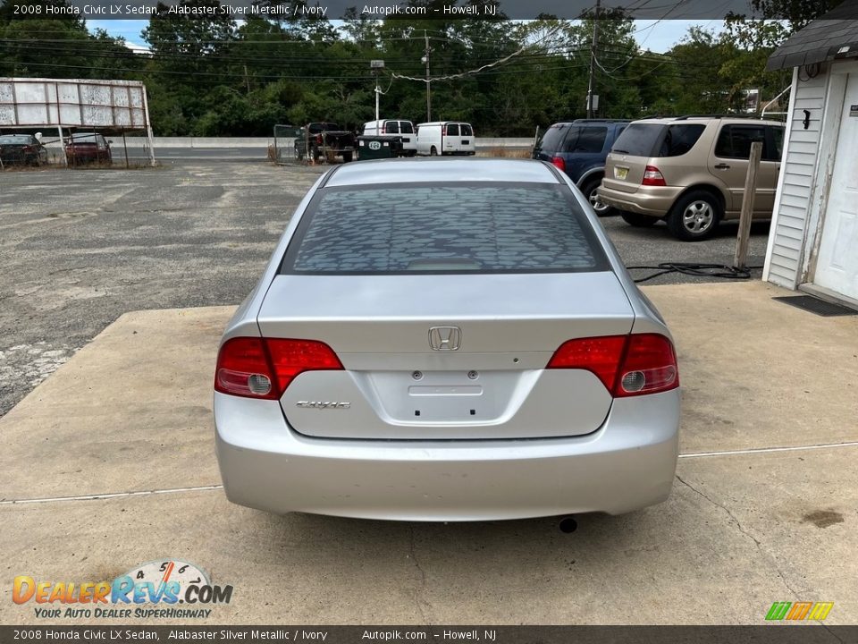 2008 Honda Civic LX Sedan Alabaster Silver Metallic / Ivory Photo #7