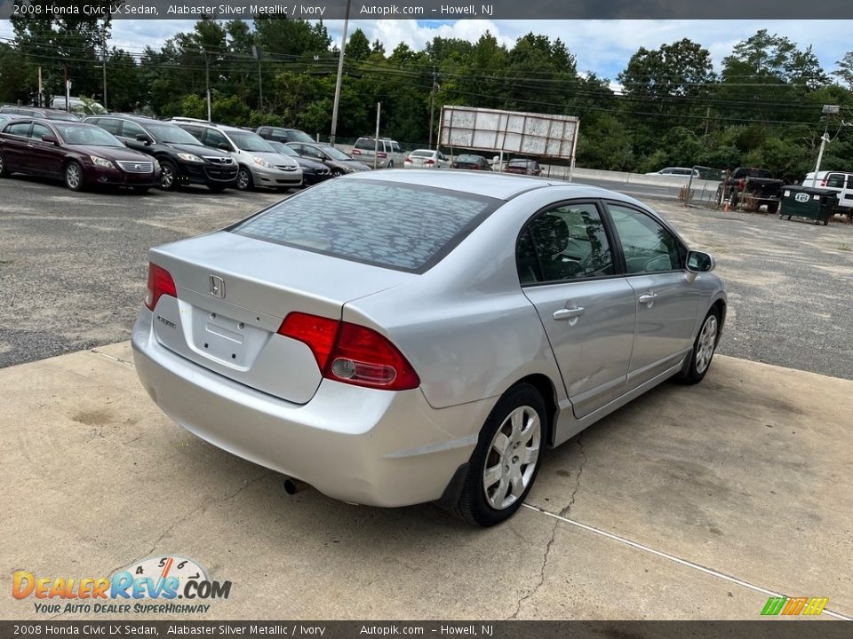 2008 Honda Civic LX Sedan Alabaster Silver Metallic / Ivory Photo #8