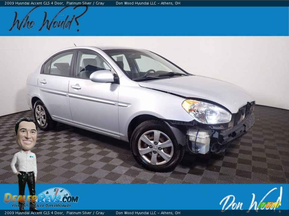 2009 Hyundai Accent GLS 4 Door Platinum Silver / Gray Photo #1