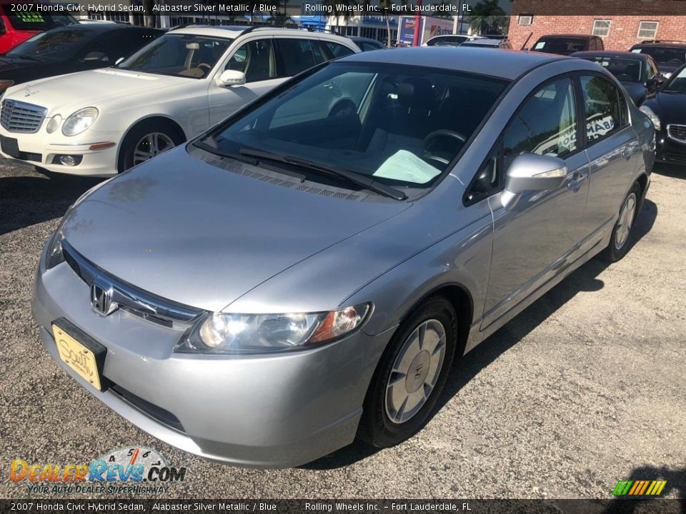 2007 Honda Civic Hybrid Sedan Alabaster Silver Metallic / Blue Photo #2
