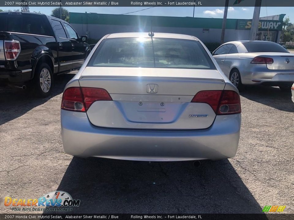 2007 Honda Civic Hybrid Sedan Alabaster Silver Metallic / Blue Photo #4