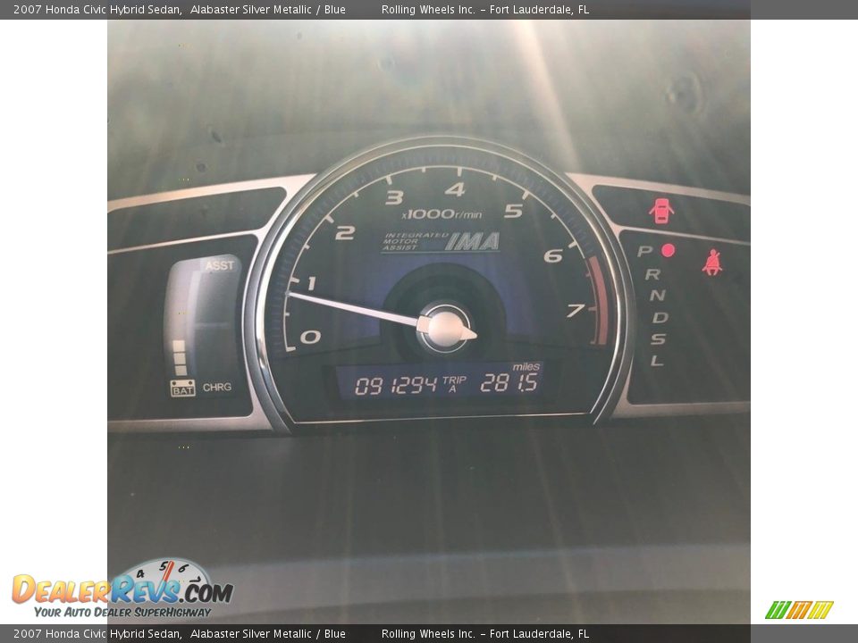 2007 Honda Civic Hybrid Sedan Alabaster Silver Metallic / Blue Photo #14