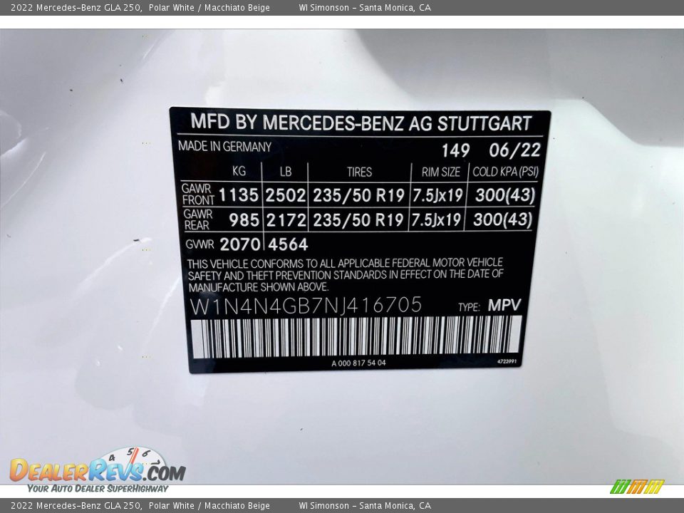 2022 Mercedes-Benz GLA 250 Polar White / Macchiato Beige Photo #13