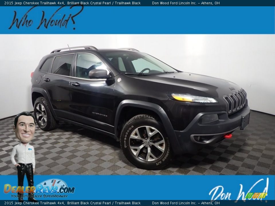 2015 Jeep Cherokee Trailhawk 4x4 Brilliant Black Crystal Pearl / Trailhawk Black Photo #1