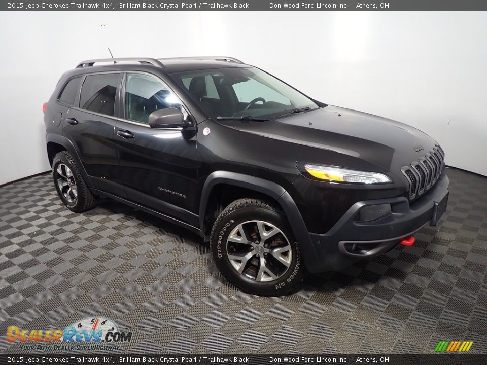 2015 Jeep Cherokee Trailhawk 4x4 Brilliant Black Crystal Pearl / Trailhawk Black Photo #3