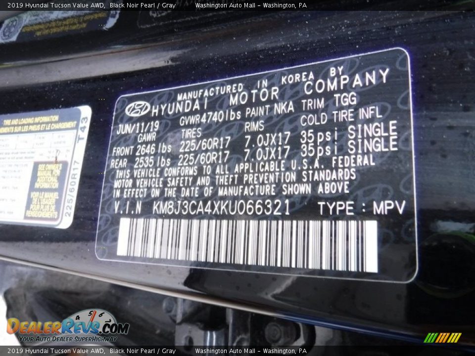 2019 Hyundai Tucson Value AWD Black Noir Pearl / Gray Photo #32