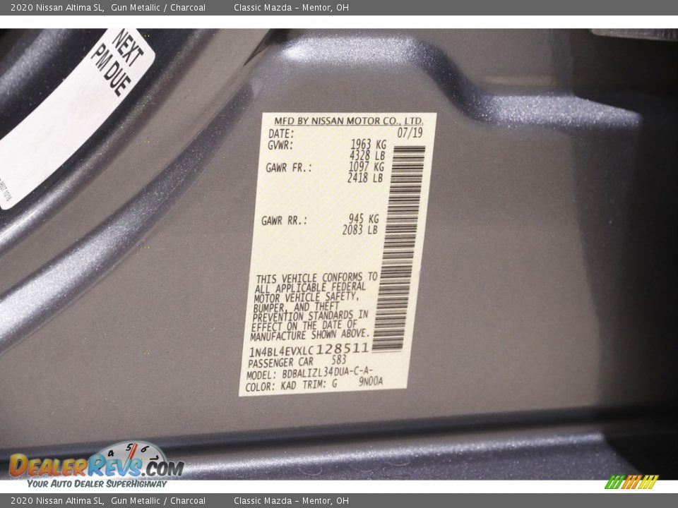 2020 Nissan Altima SL Gun Metallic / Charcoal Photo #22