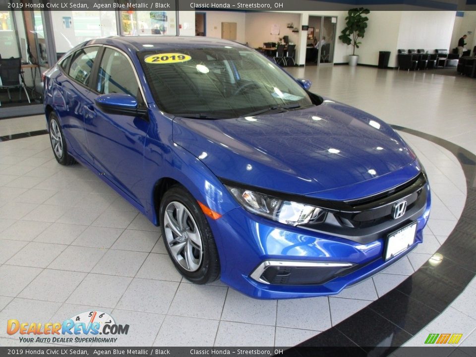 2019 Honda Civic LX Sedan Agean Blue Metallic / Black Photo #3