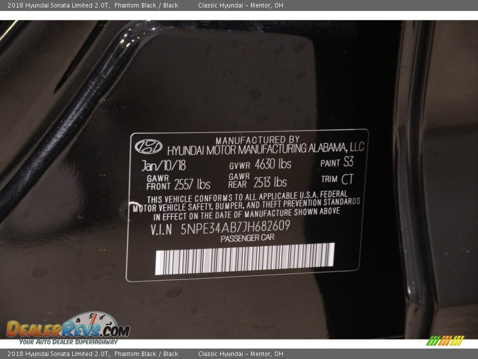 2018 Hyundai Sonata Limited 2.0T Phantom Black / Black Photo #21