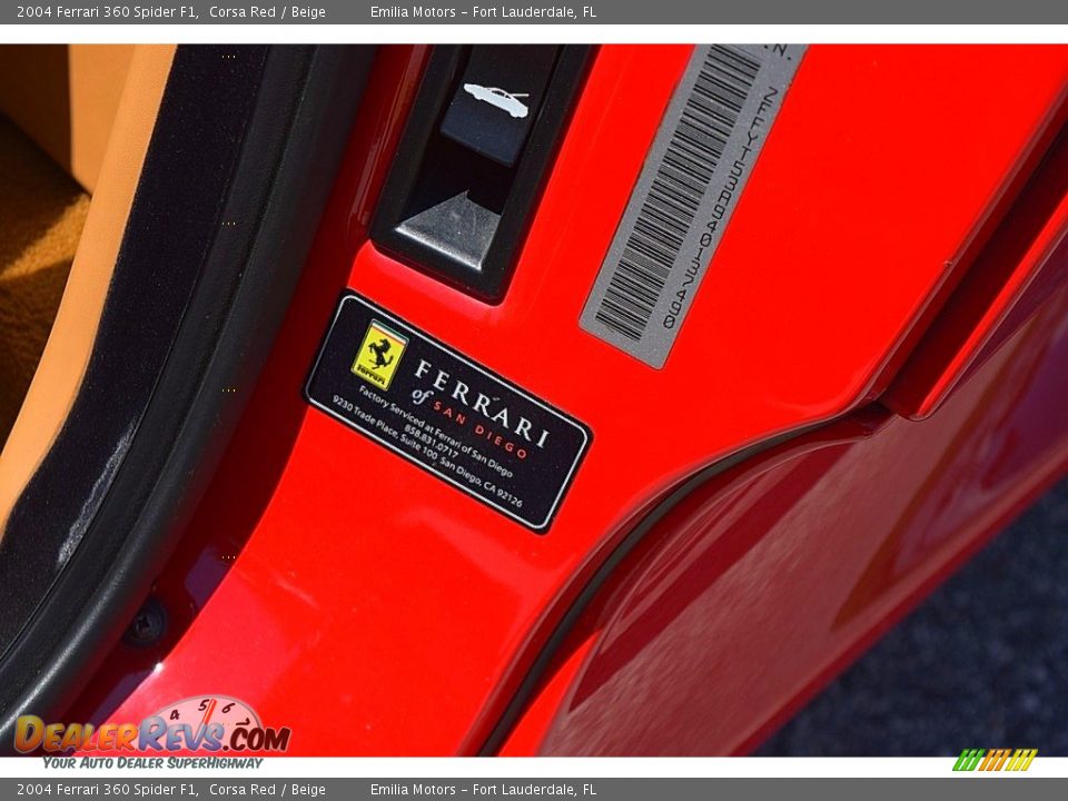 Info Tag of 2004 Ferrari 360 Spider F1 Photo #51