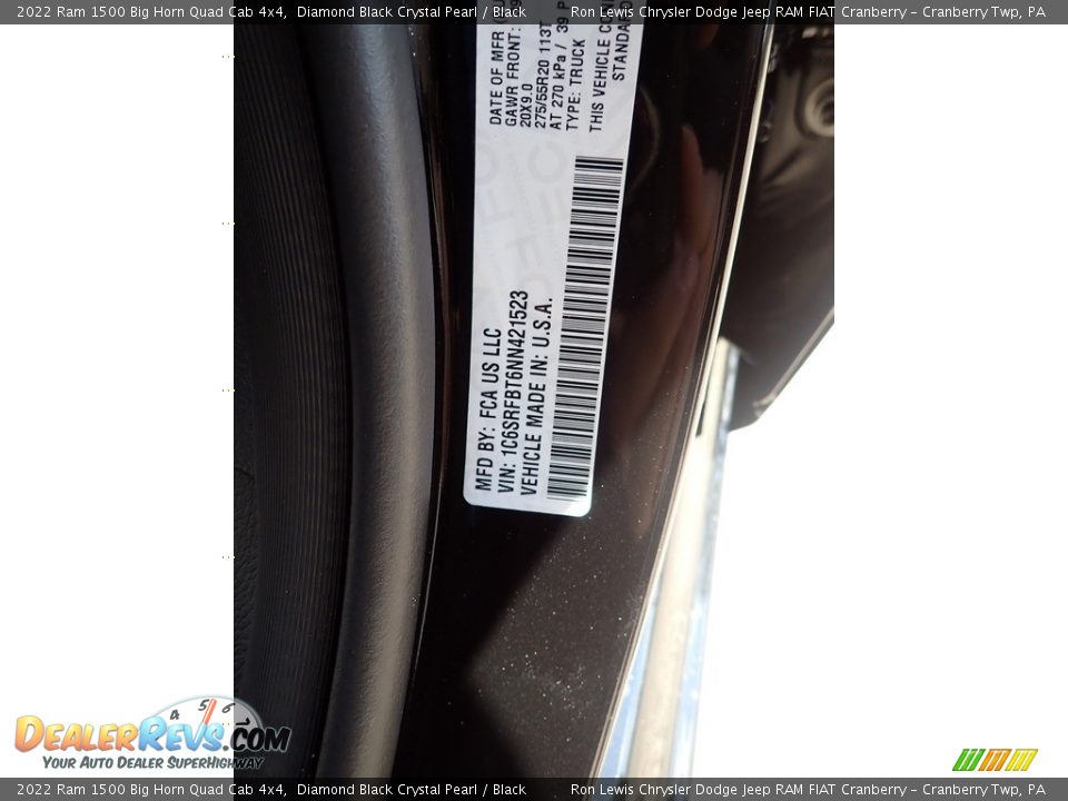 2022 Ram 1500 Big Horn Quad Cab 4x4 Diamond Black Crystal Pearl / Black Photo #20