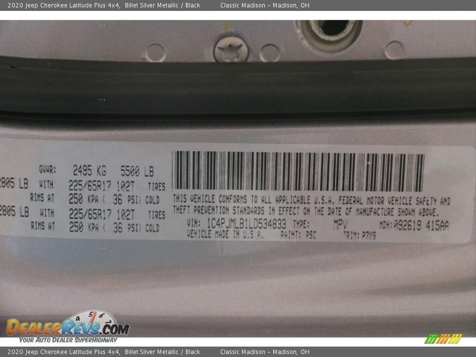 2020 Jeep Cherokee Latitude Plus 4x4 Billet Silver Metallic / Black Photo #23