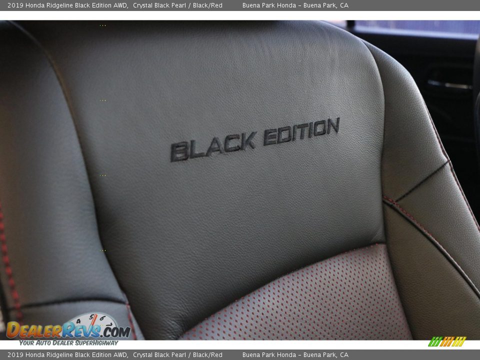2019 Honda Ridgeline Black Edition AWD Crystal Black Pearl / Black/Red Photo #22