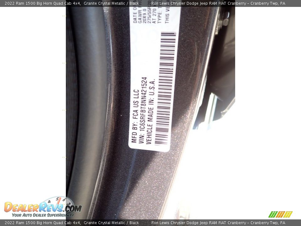 2022 Ram 1500 Big Horn Quad Cab 4x4 Granite Crystal Metallic / Black Photo #20