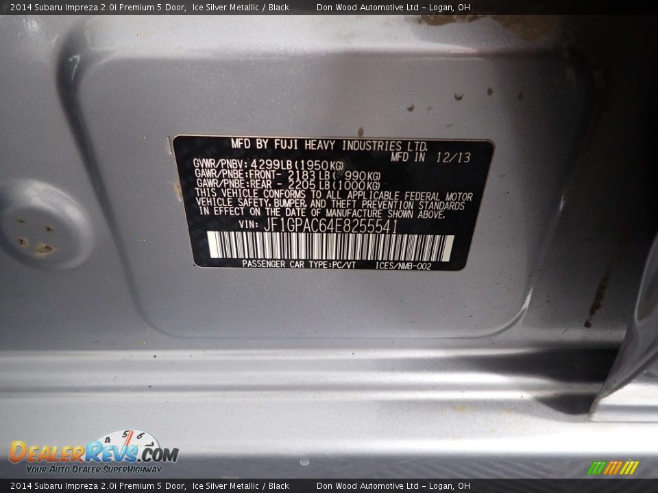 2014 Subaru Impreza 2.0i Premium 5 Door Ice Silver Metallic / Black Photo #32