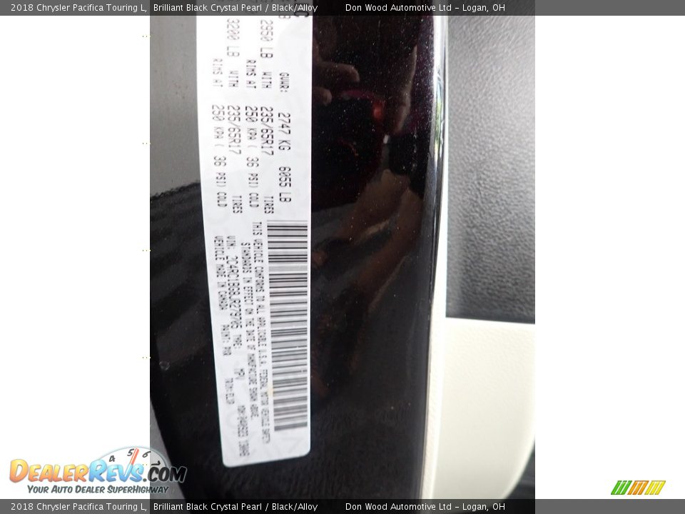2018 Chrysler Pacifica Touring L Brilliant Black Crystal Pearl / Black/Alloy Photo #33