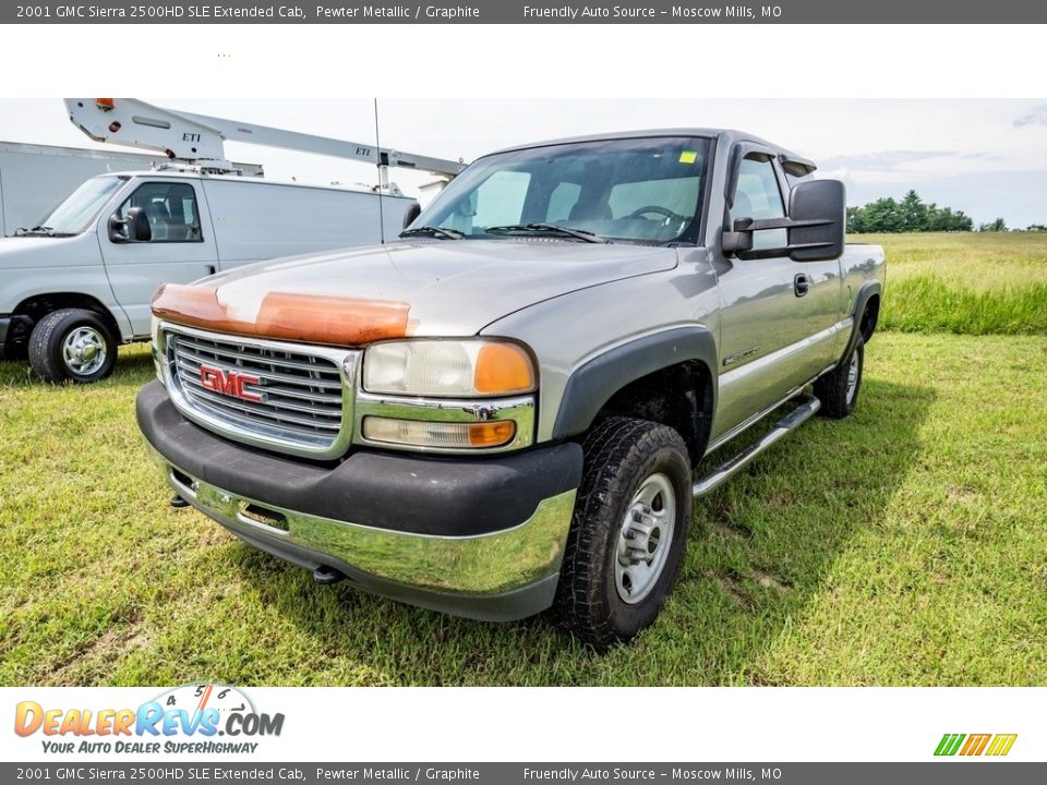 2001 GMC Sierra 2500HD SLE Extended Cab Pewter Metallic / Graphite Photo #15