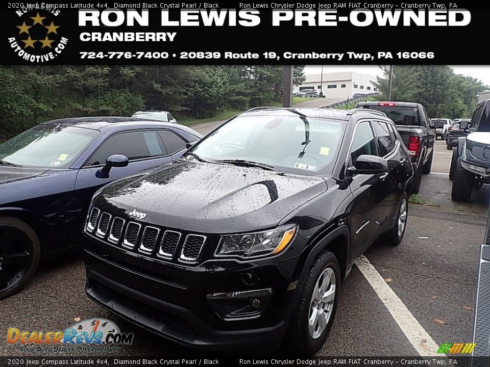 2020 Jeep Compass Latitude 4x4 Diamond Black Crystal Pearl / Black Photo #1