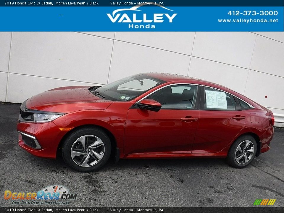 2019 Honda Civic LX Sedan Molten Lava Pearl / Black Photo #2